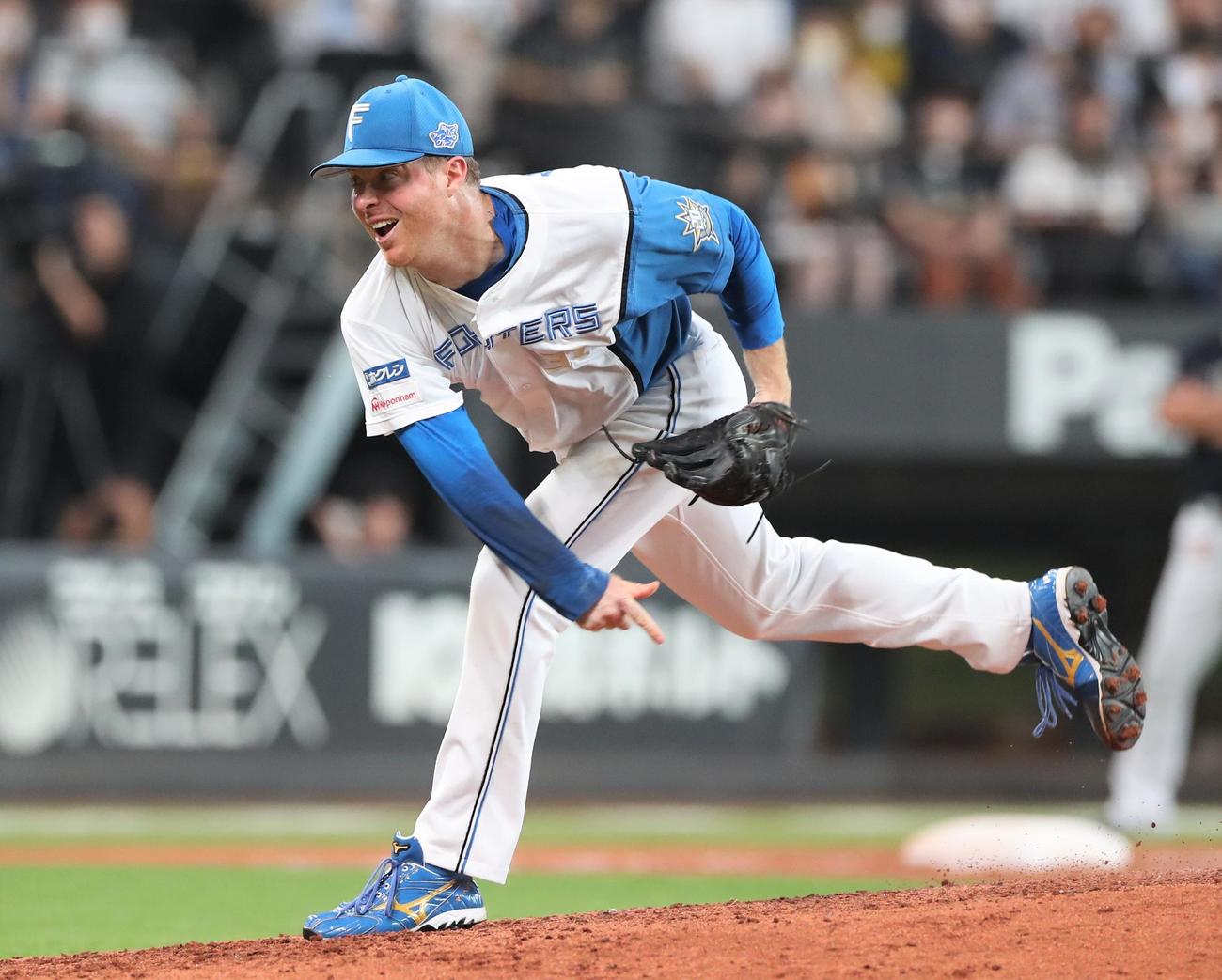 日本ハム対オリックス　4回に登板のマーベル（撮影・黒川智章）