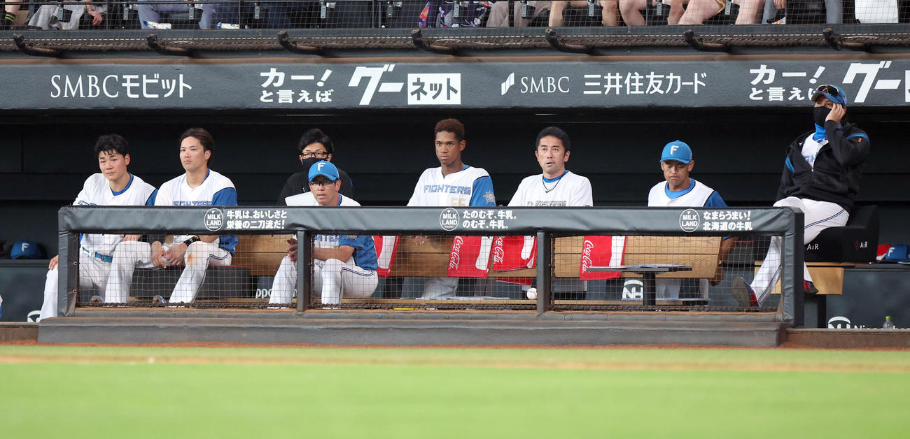 日本ハム対オリックス　意気消沈の日本ハムベンチ（撮影・佐藤翔太）