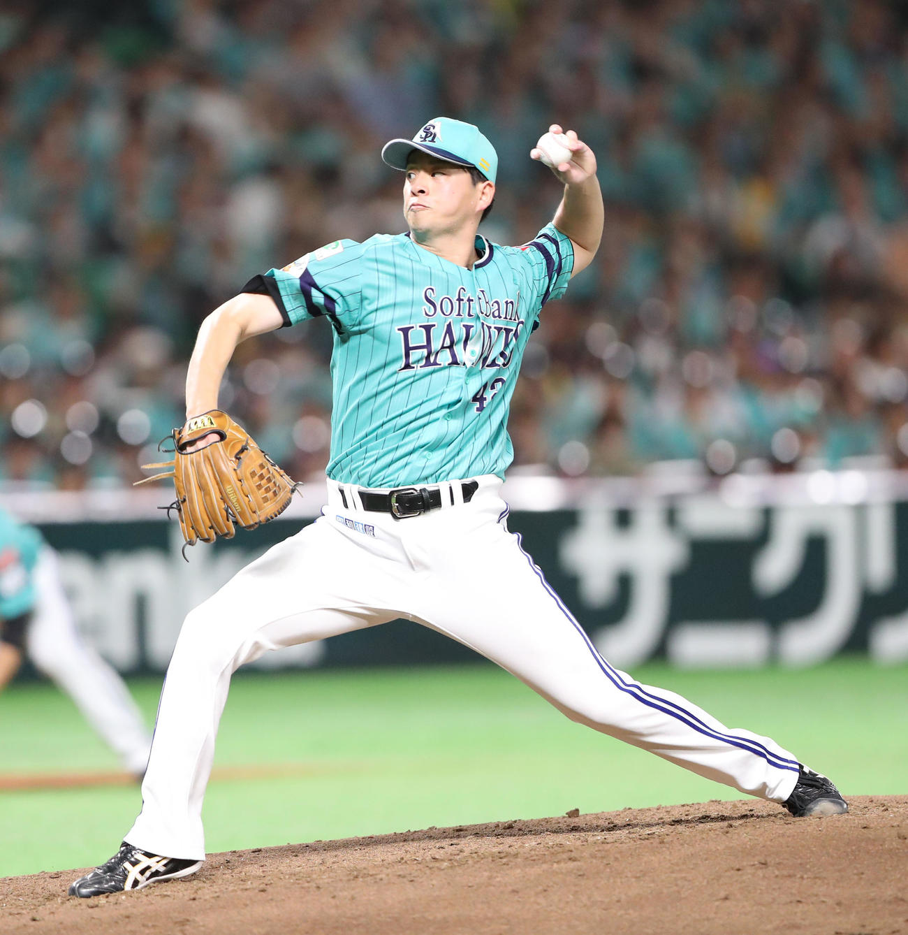 ソフトバンク対ロッテ　先発・大関（撮影・梅根麻紀）