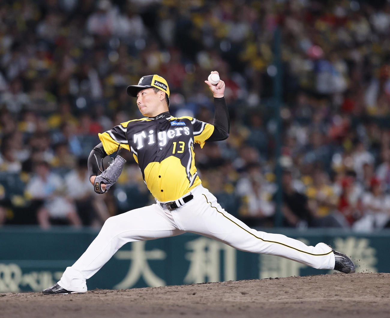 阪神対広島　9回表を3三振に仕留めた阪神岩崎（撮影・藤尾明華）