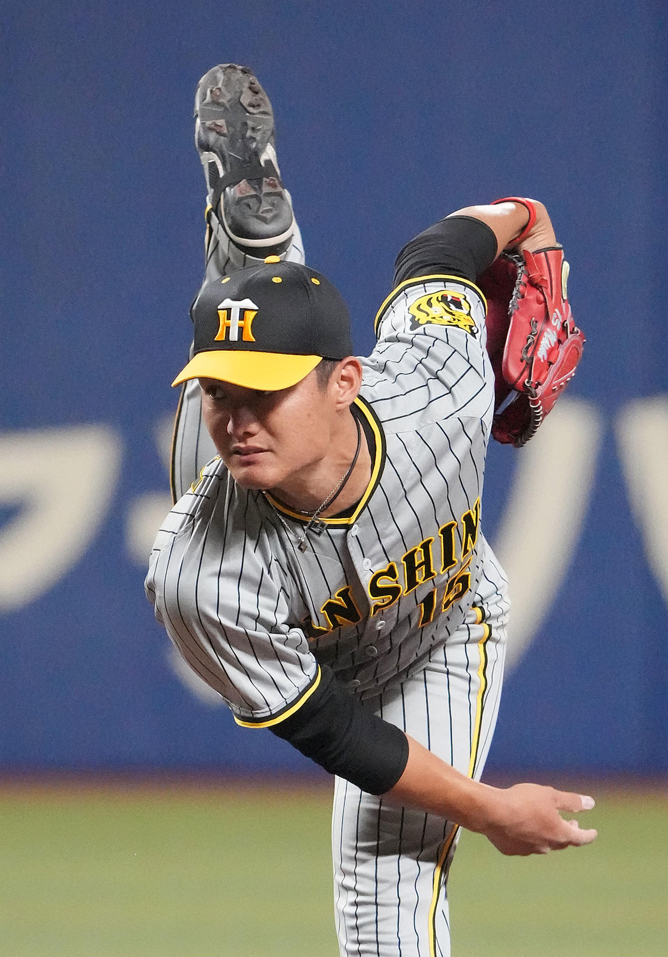 中日対阪神　5回裏、力投する阪神先発の西純（撮影・森本幸一）