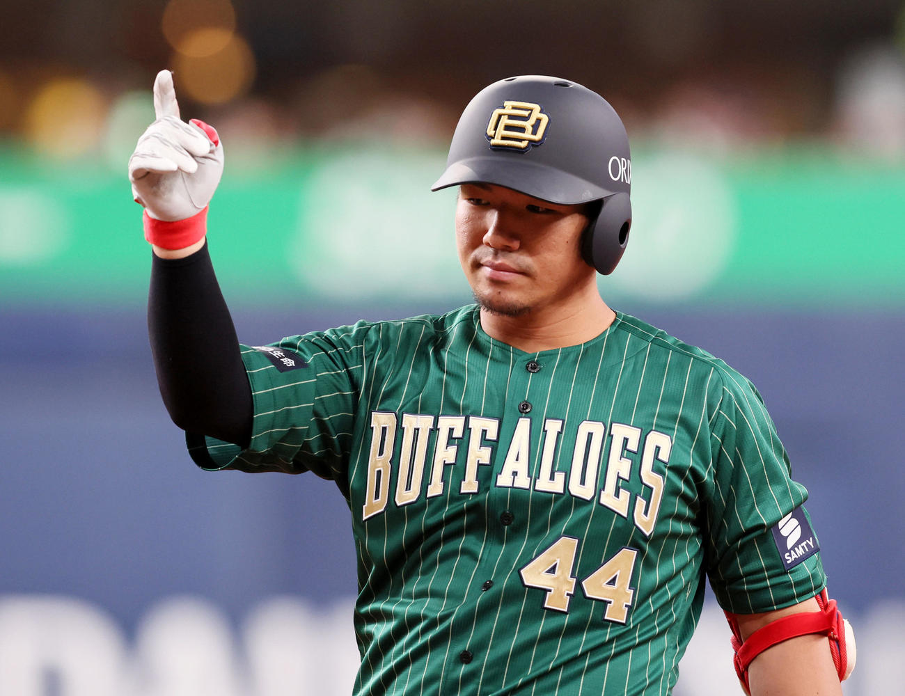 オリックス対楽天　5回裏オリックス2死一、二塁、頓宮は中前適時打を放つ（撮影・加藤哉）