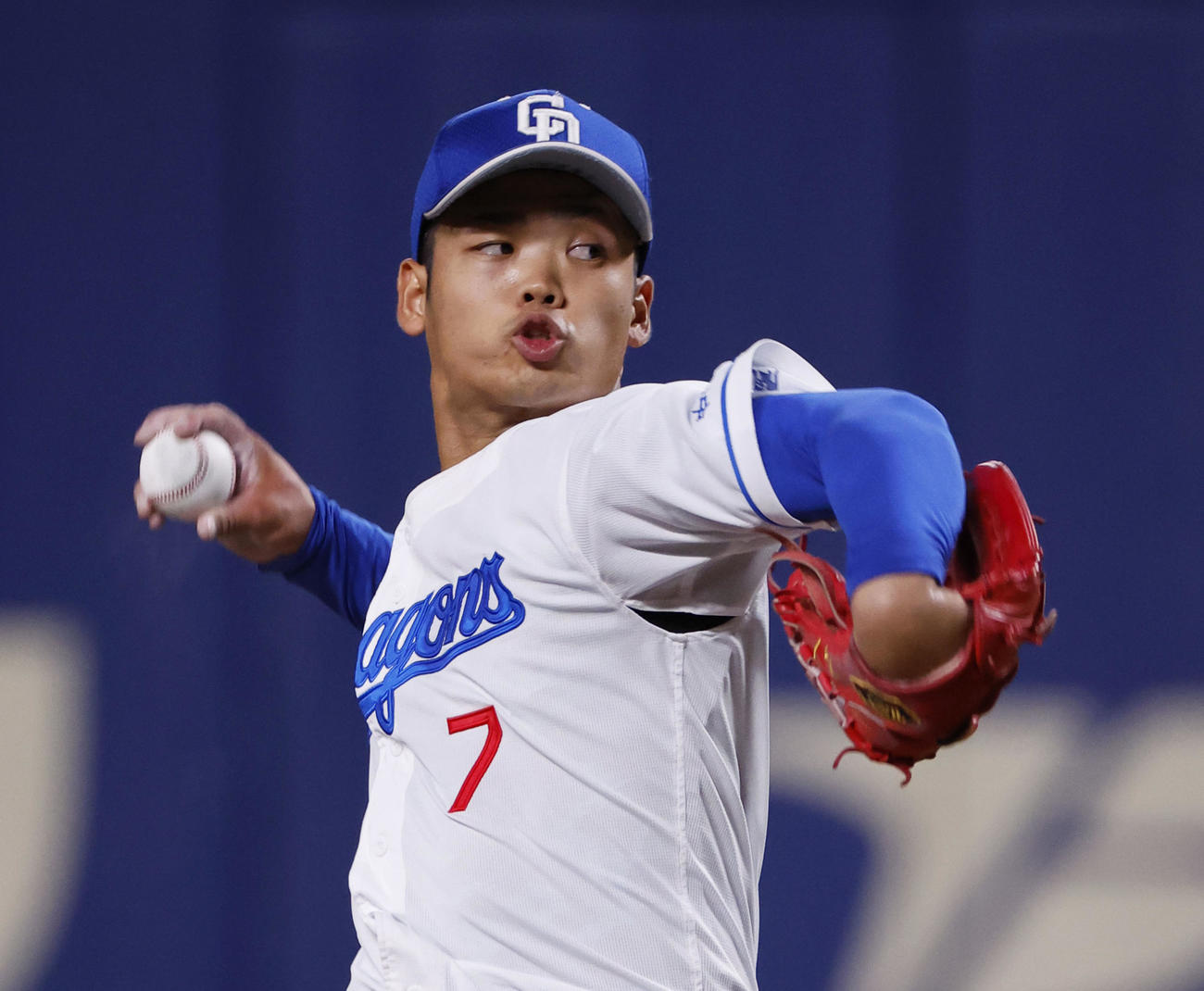 ウエスタン・リーグ中日対阪神　阪神戦に先発した中日根尾（撮影・藤尾明華）