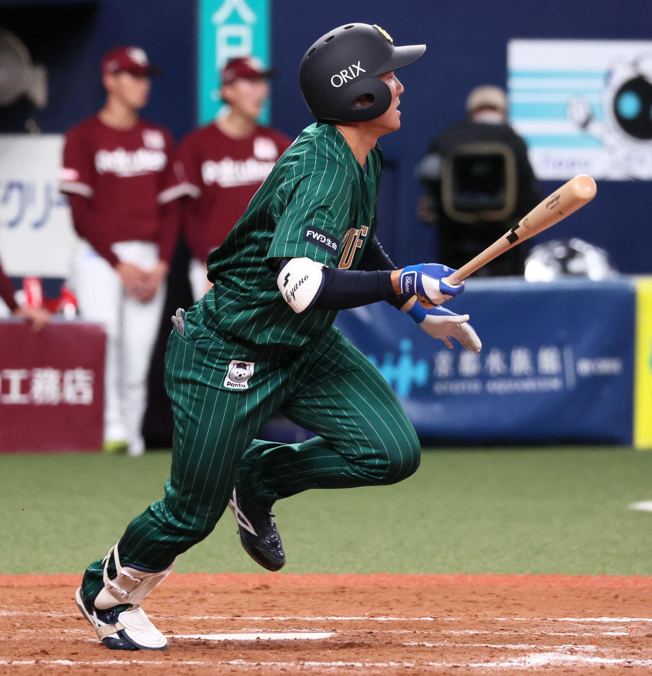 オリックス対楽天　9回裏オリックス2死満塁、茶野は中前適時打を放ちサヨナラ勝ちとなる（撮影・加藤哉）