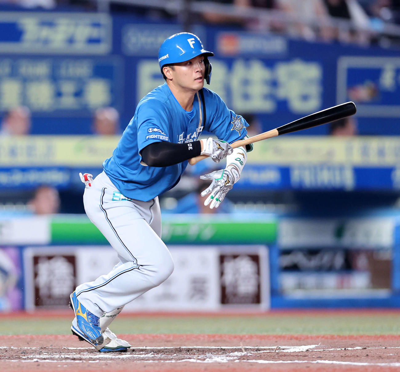 ロッテ対日本ハム　7回表日本ハム無死満塁、郡司は右前適時打を放つ（撮影・鈴木正人）