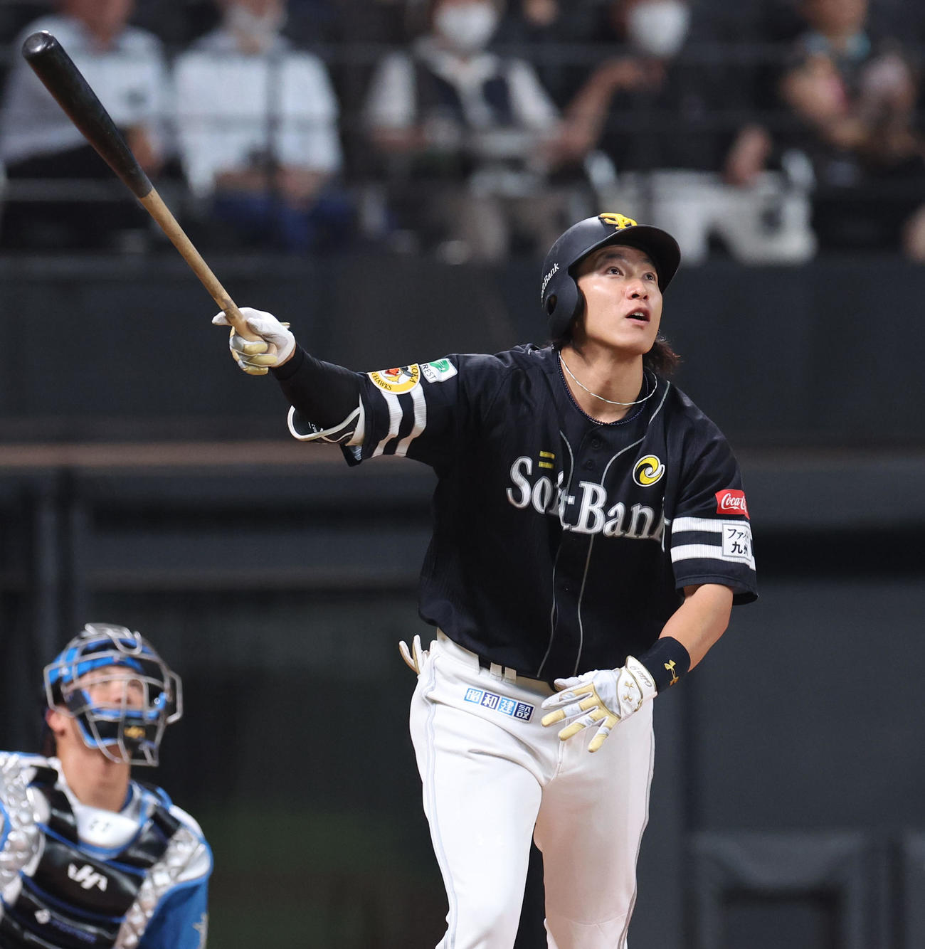 日本ハム対ソフトバンク　1回表ソフトバンク2死、柳田は先制となる右越え本塁打を放つ（撮影・佐藤翔太）
