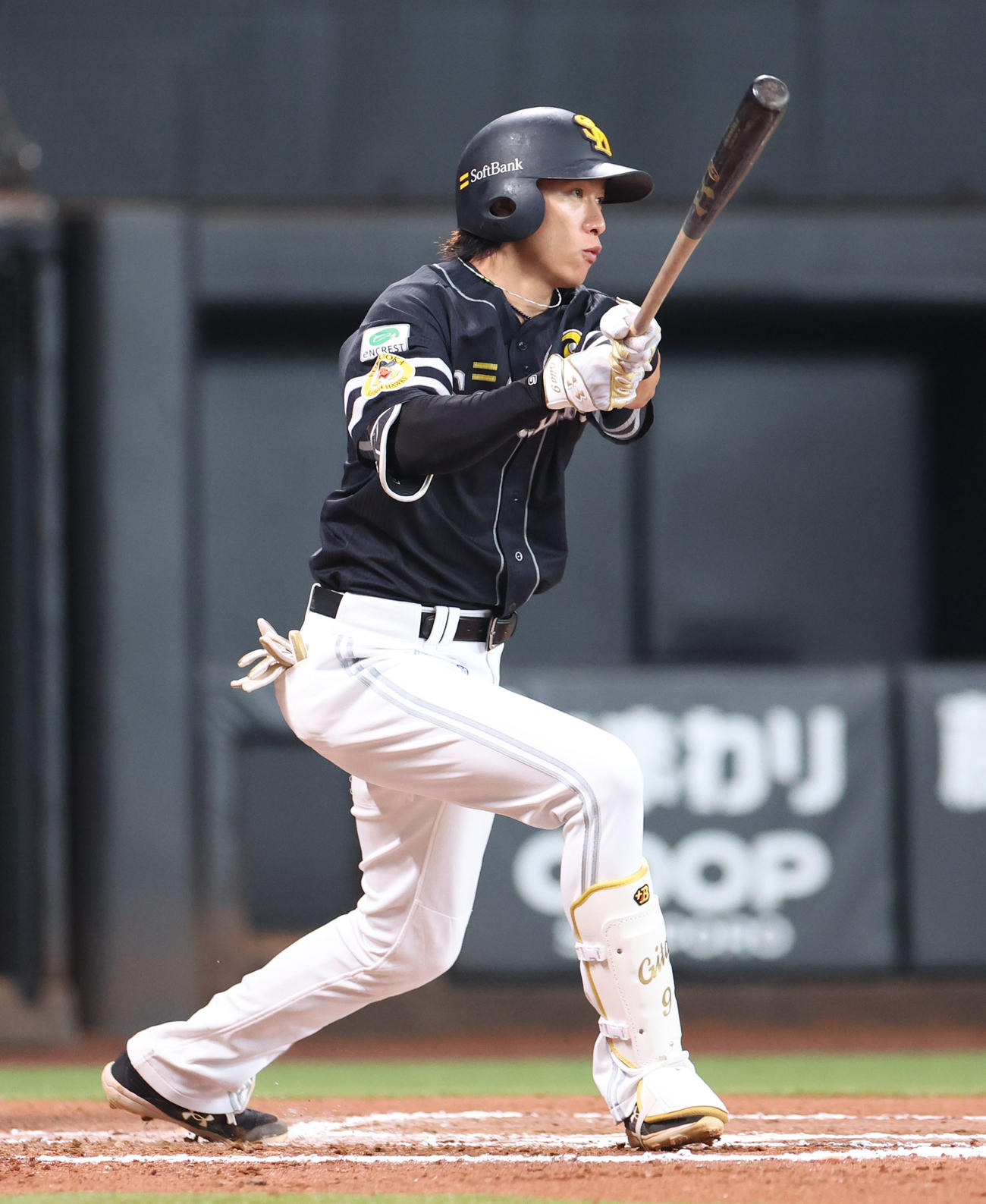 日本ハム対ソフトバンク　6回表ソフトバンク2死三塁、柳田は中前適時打を放つ（撮影・佐藤翔太）