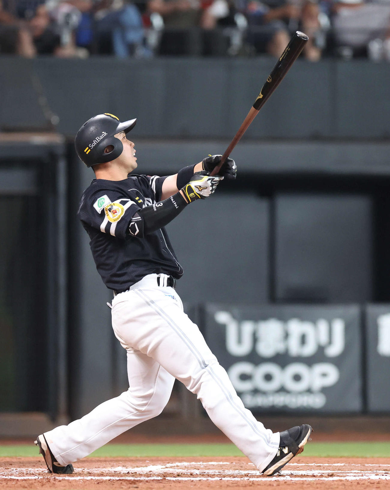 日本ハム対ソフトバンク　6回表ソフトバンク2死一塁、近藤は左越え勝ち越し2点本塁打を放つ（撮影・佐藤翔太）