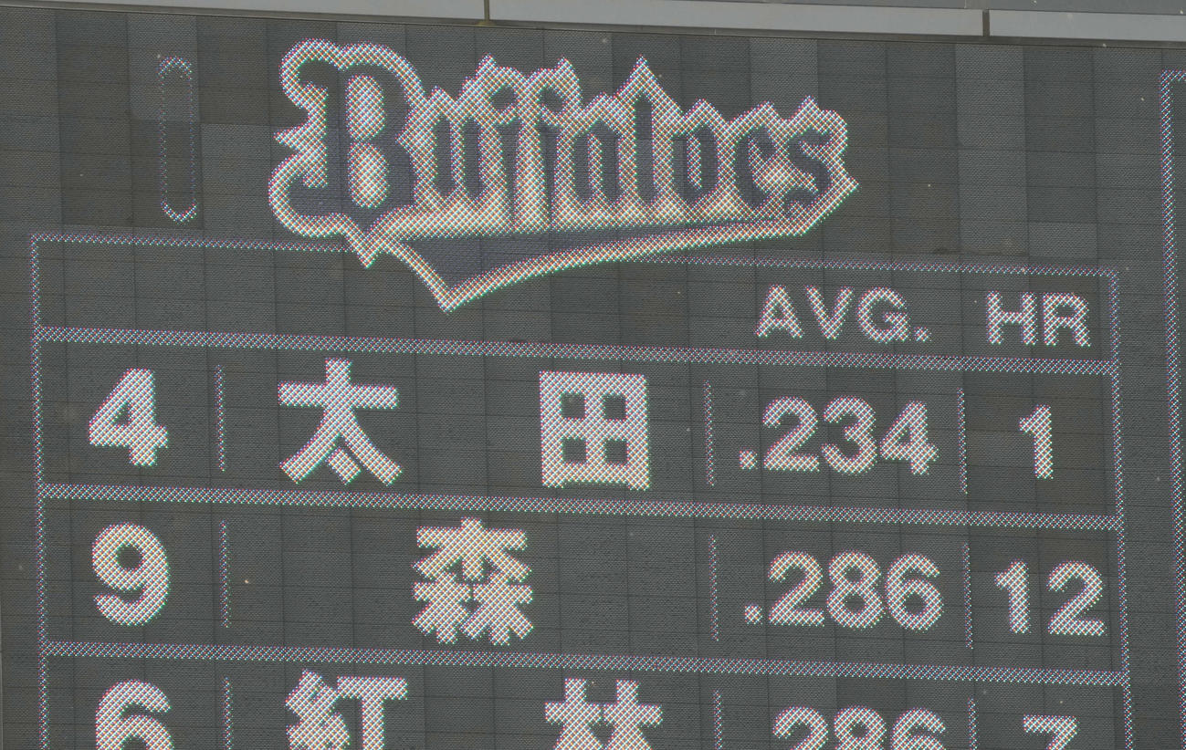ロッテ対オリックス　1軍昇格即スタメン復帰したオリックス太田と森（撮影・小沢裕）