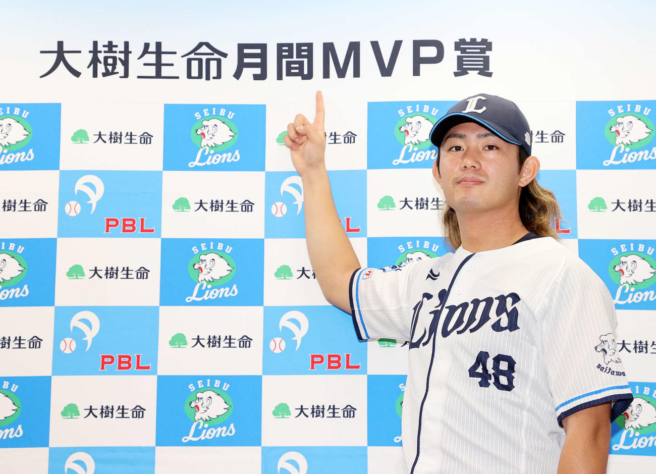 大樹生命月間MVPを受賞した西武今井（撮影・鈴木正人）