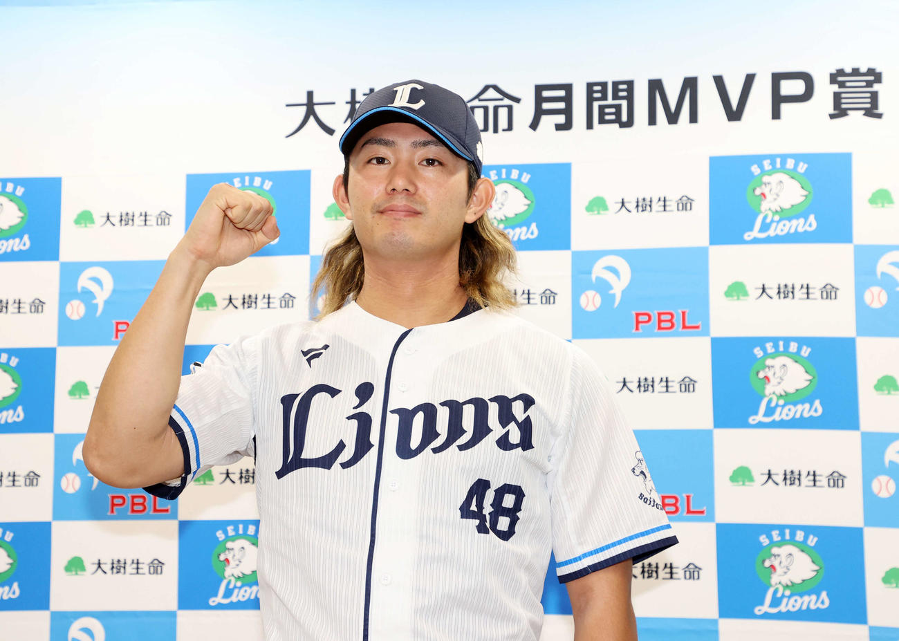 大樹生命月間MVPを受賞した西武今井（撮影・鈴木正人）