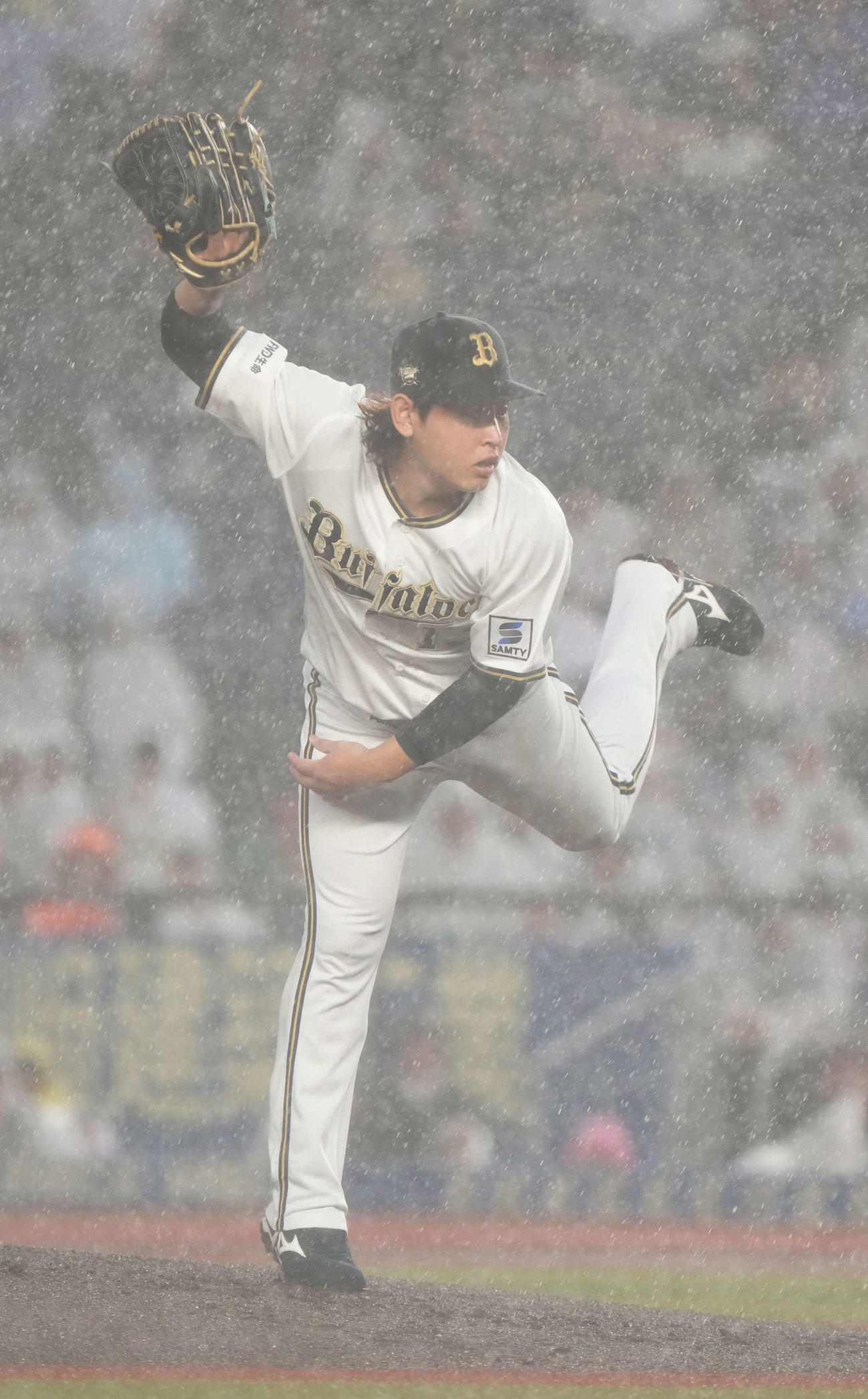 ロッテ対オリックス　オリックス先発の宮城（撮影・小沢裕）