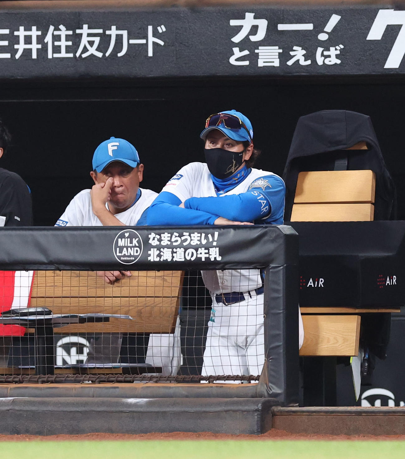 日本ハム対西武　グラウンドを見つめる日本ハム新庄監督（撮影・佐藤翔太）