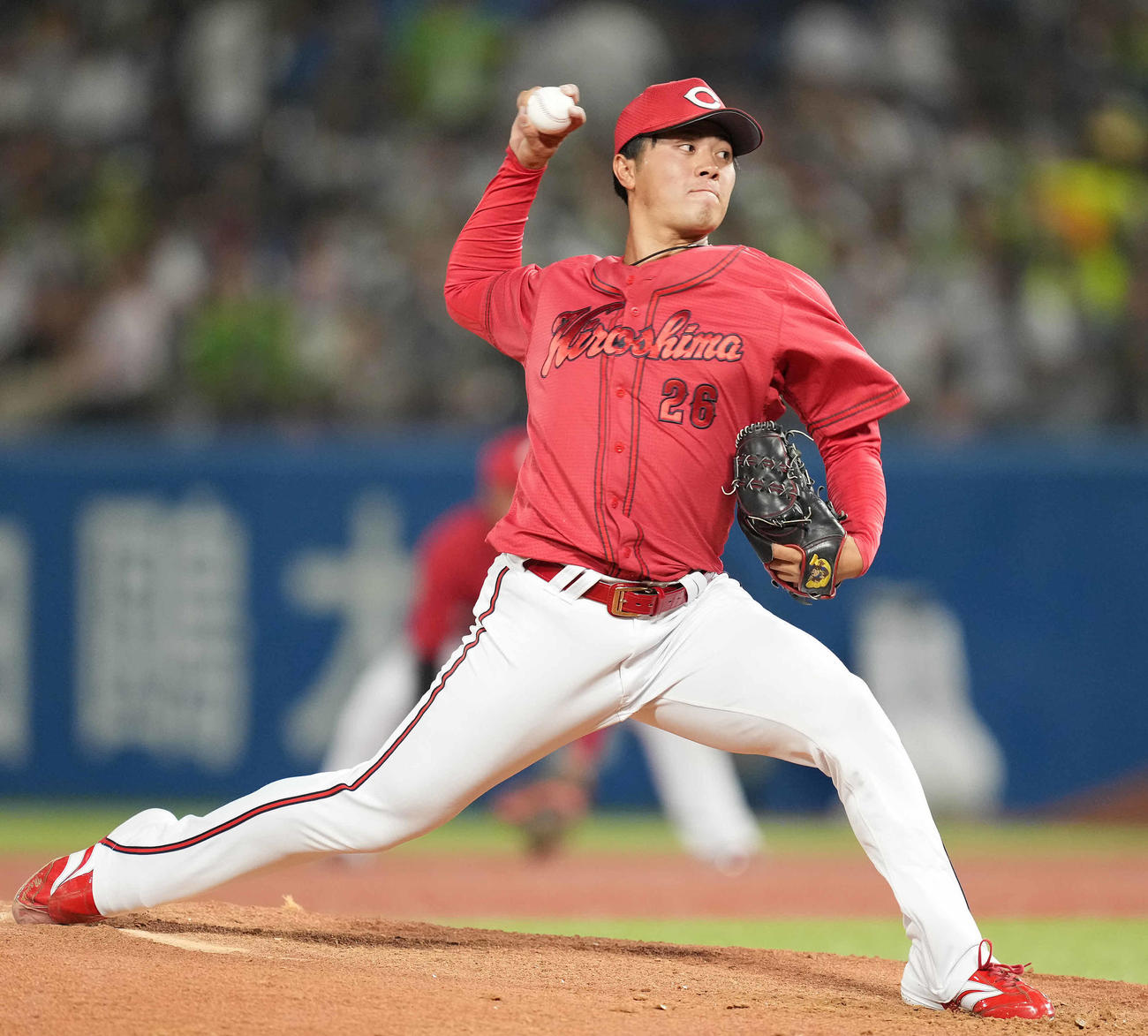 ヤクルト対広島　4回裏から2番手で登板した広島益田（撮影・鈴木みどり）