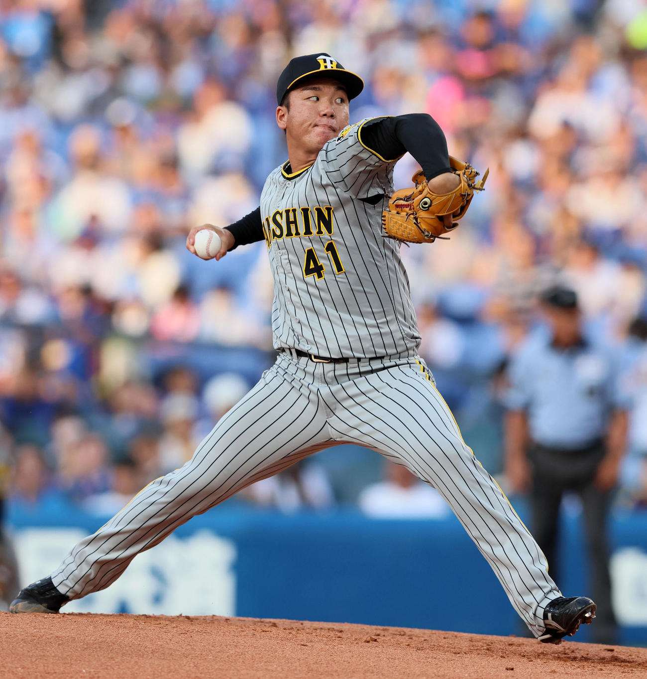 阪神村上頌樹（2023年8月4日撮影）