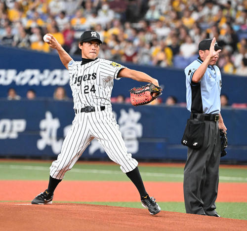 阪神】桧山進次郎氏が始球式、内角高めに浮き苦笑い「抜けた