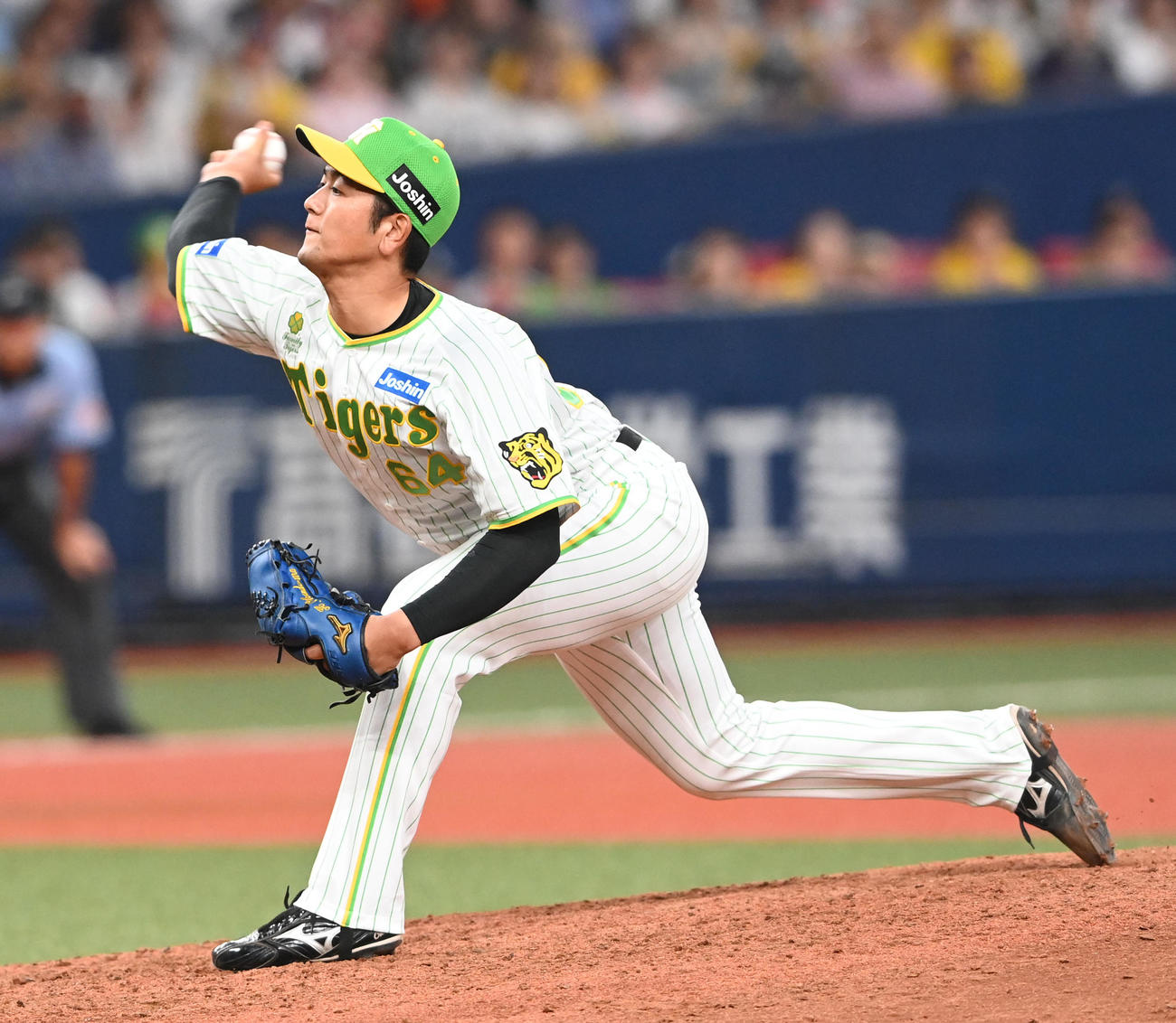 阪神対ヤクルト　阪神3番手の岡留（撮影・前岡正明）