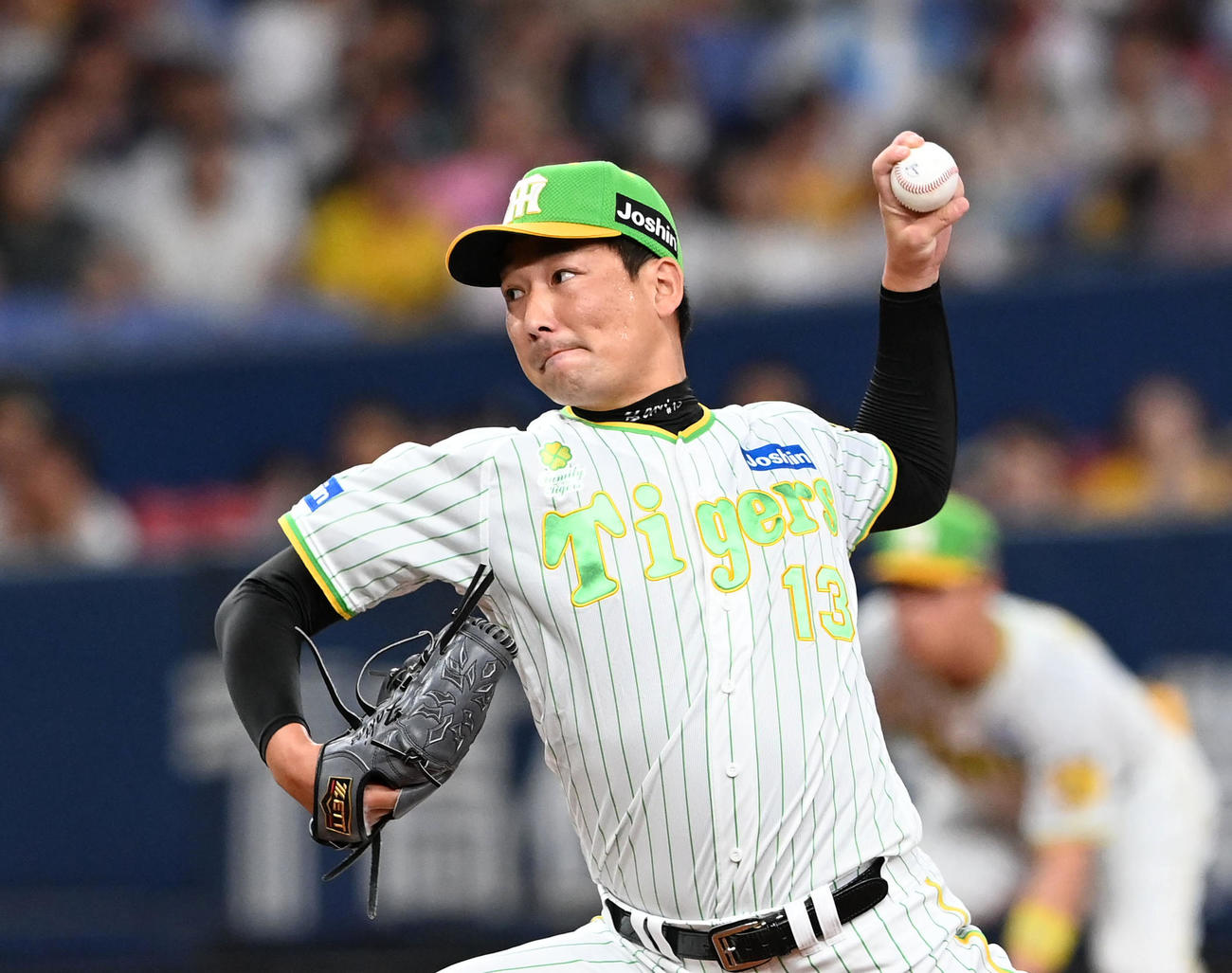 阪神対ヤクルト　9回を締めくくった阪神岩崎（撮影・前岡正明）