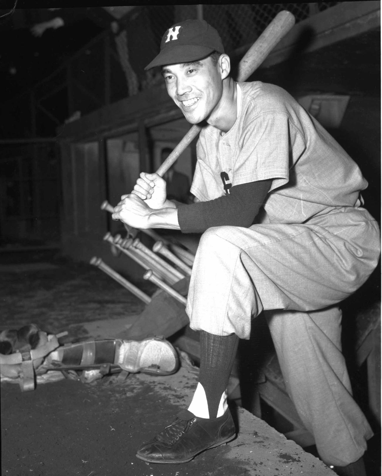 「初代ミスタードラゴンズ」と呼ばれた西沢道夫（1952年6月11日撮影）