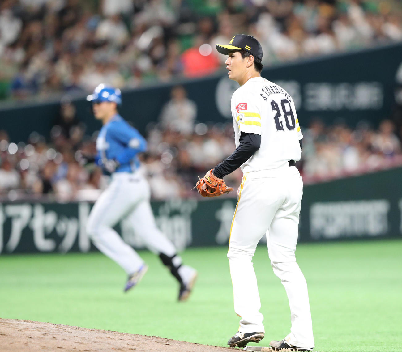ソフトバンク対日本ハム　5回表日本ハム2死一塁、清宮に右越えに2点本塁打を浴びた高橋礼（撮影・梅根麻紀）