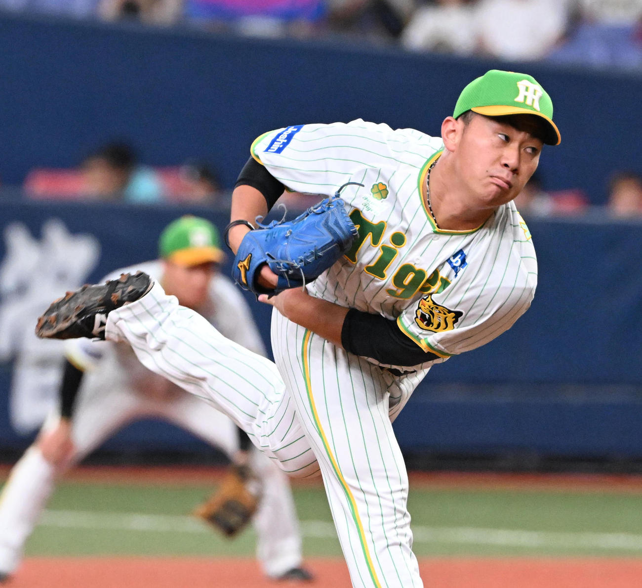 阪神対ヤクルト　6回から登板し、2イニングを無失点に抑えた阪神桐敷（撮影・和賀正仁）