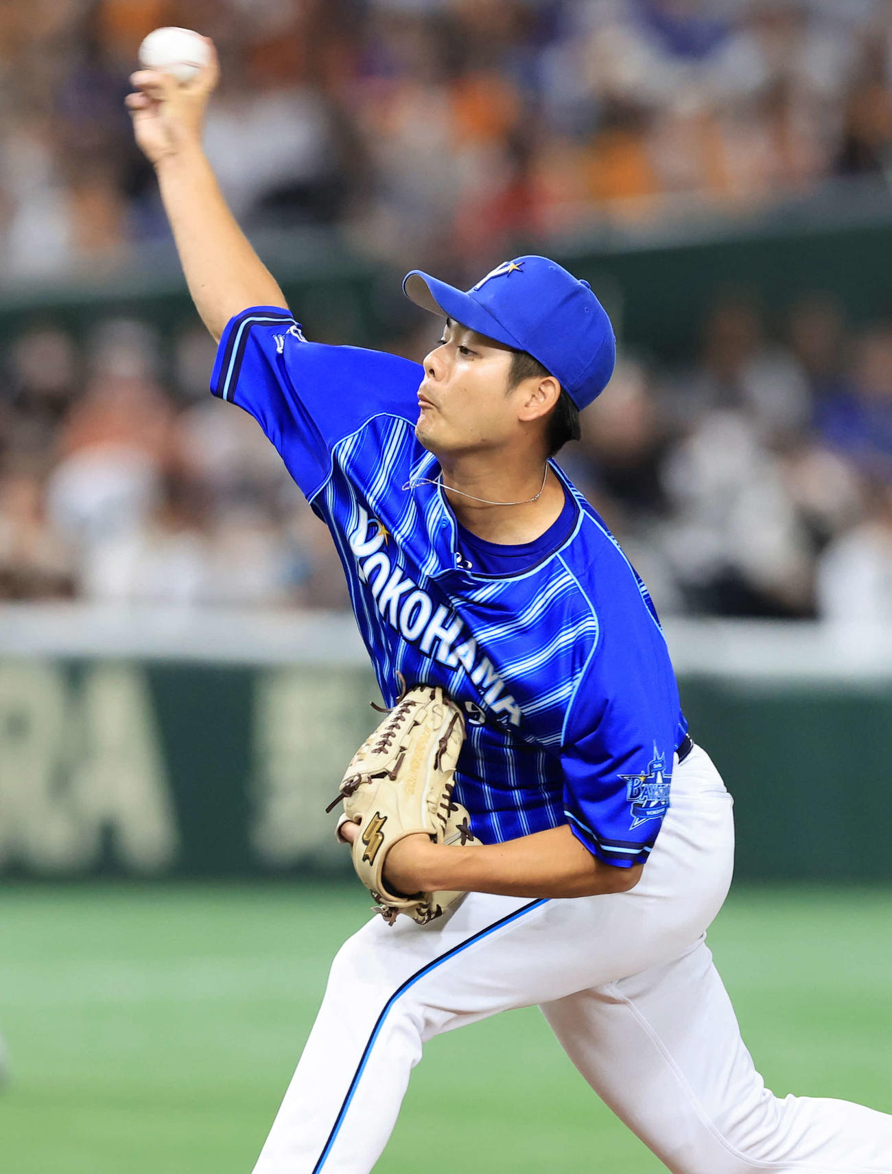 巨人対DeNA 5回裏巨人の攻撃で登板した宮城（撮影・浅見桂子）