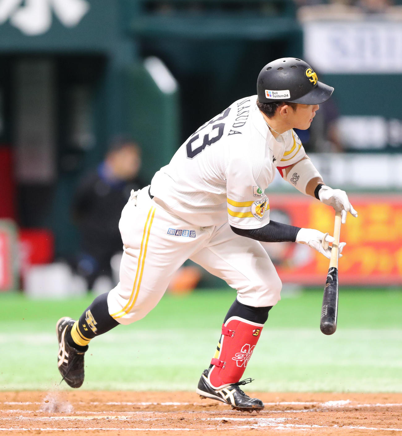 ソフトバンク対日本ハム　7回裏ソフトバンク2死一、二塁、増田は左前に適時打を放つ（撮影・梅根麻紀）