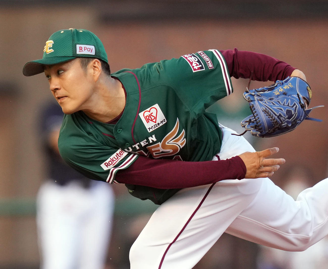 楽天対オリックス　楽天先発の則本（撮影・狩俣裕三）