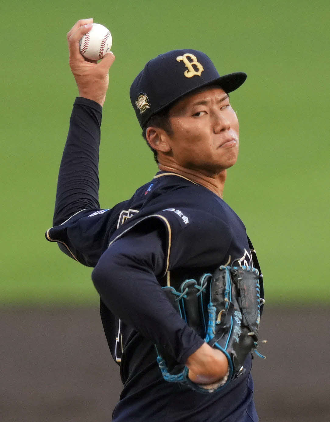 楽天対オリックス　オリックス先発の曽谷（撮影・狩俣裕三）