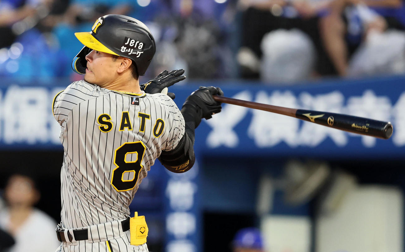 阪神佐藤輝明（23年8月6日撮影）