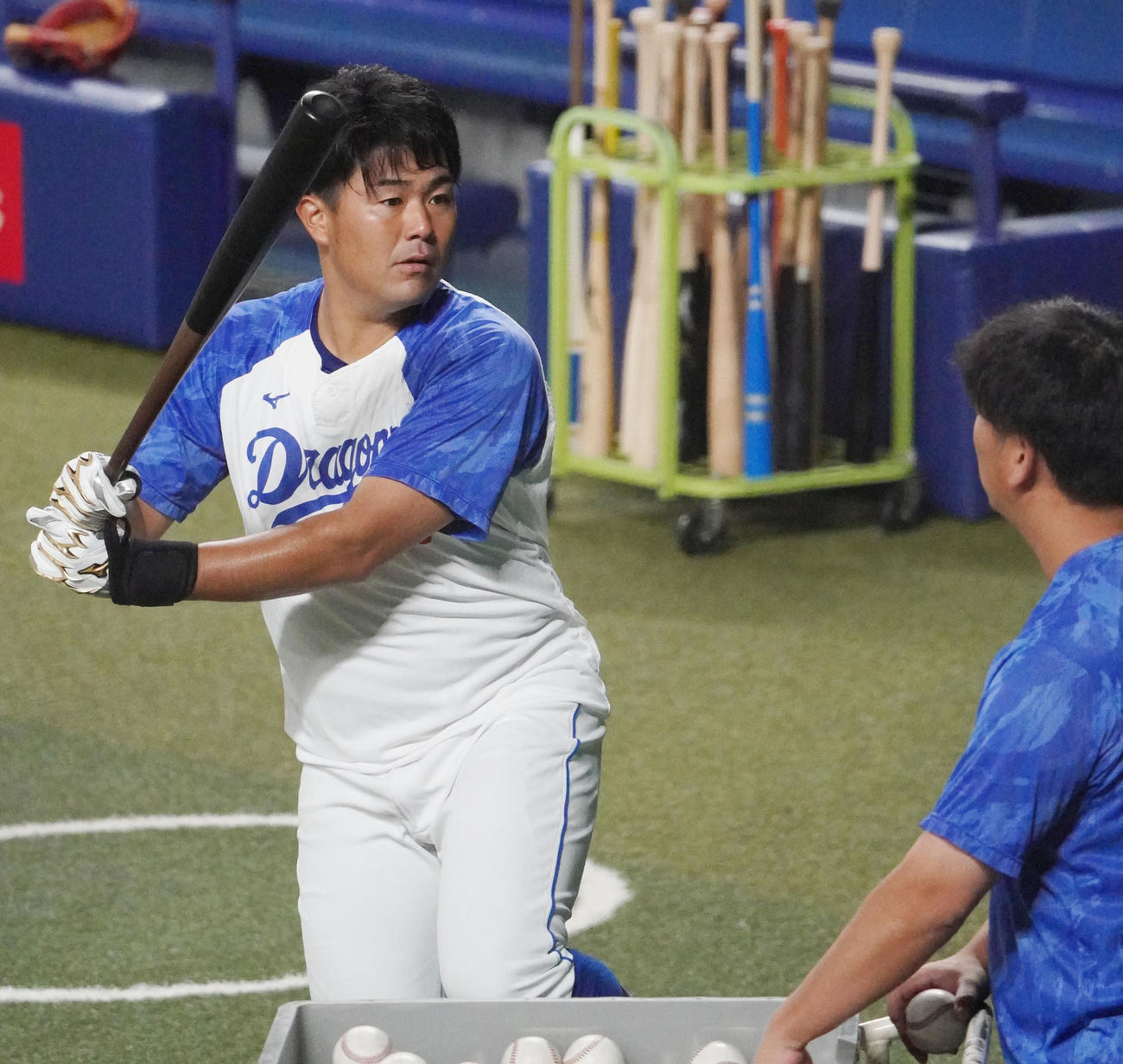 試合中止とな打撃練習をする今日から一軍に合流した木下（撮影・森本幸一）