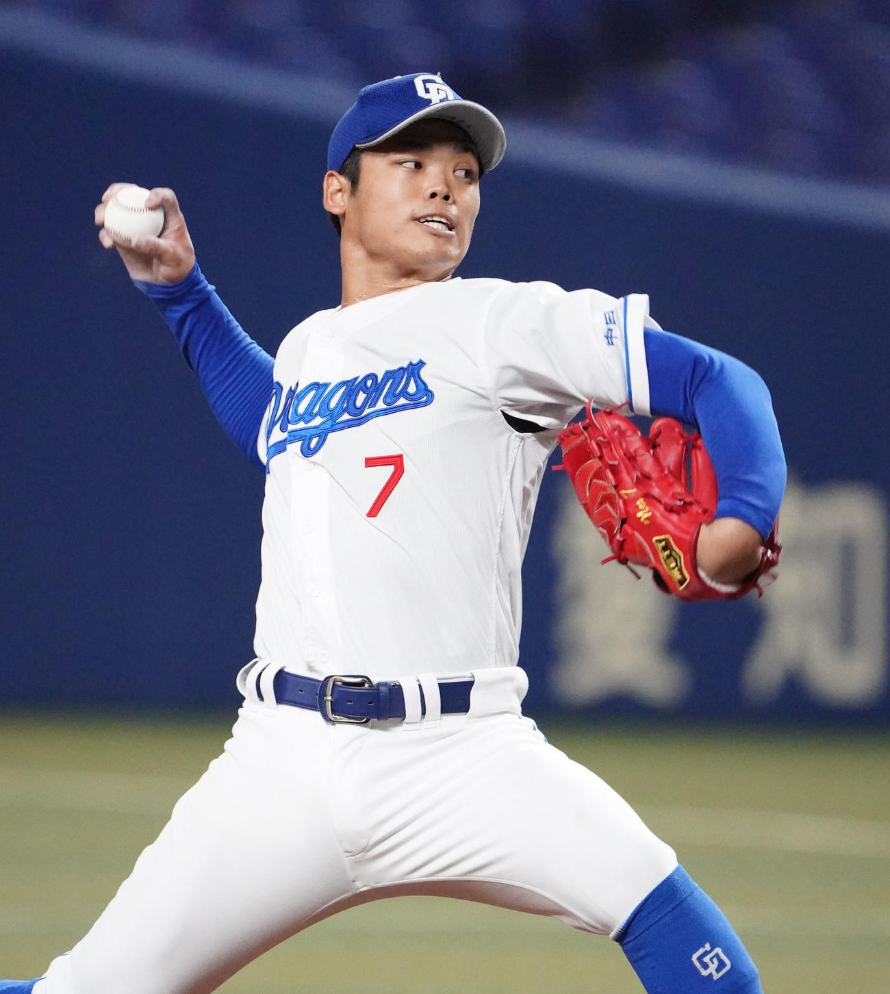 ウエスタンリーグ中日対阪神　3回表、力投する中日先発の根尾（撮影・森本幸一）