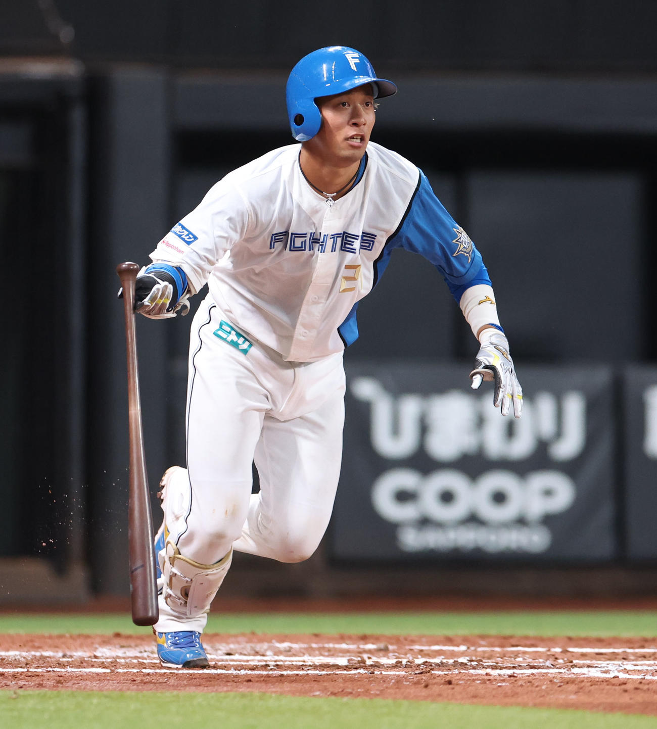 日本ハム対ロッテ　2回裏日本ハム1死三塁、古川は適時二塁打を放つ（撮影・佐藤翔太）
