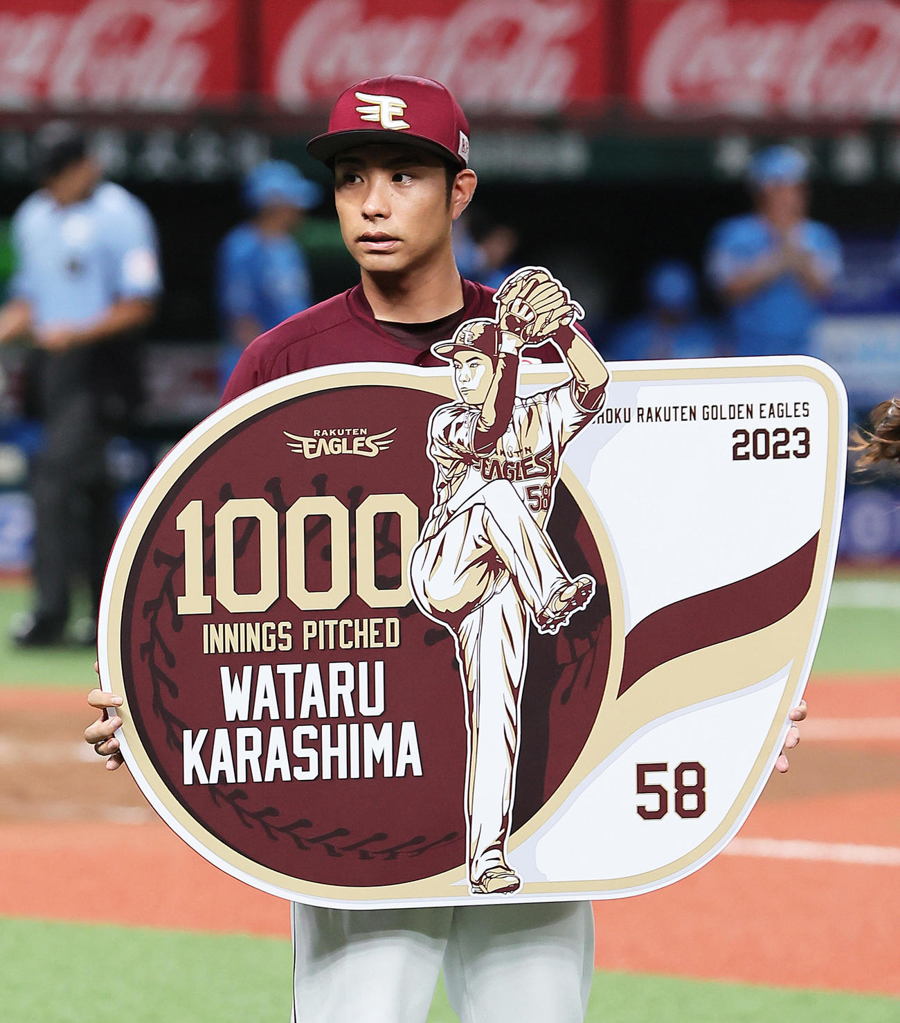 西武対楽天　1000投球回を達成した楽天辛島（撮影・足立雅史）