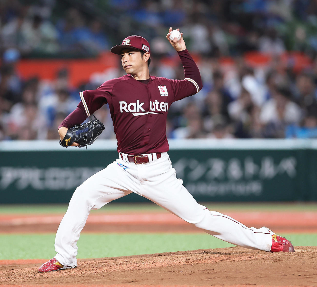 西武対楽天　1000投球回を達成した楽天辛島（撮影・足立雅史）