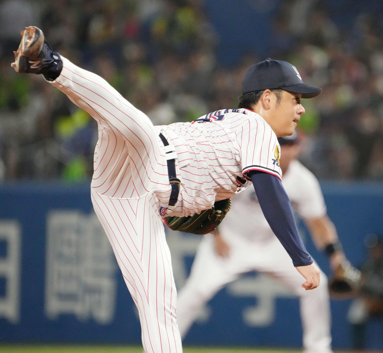 ヤクルト対DeNA、7回1失点と好投したヤクルト先発の小川（撮影・小沢裕）