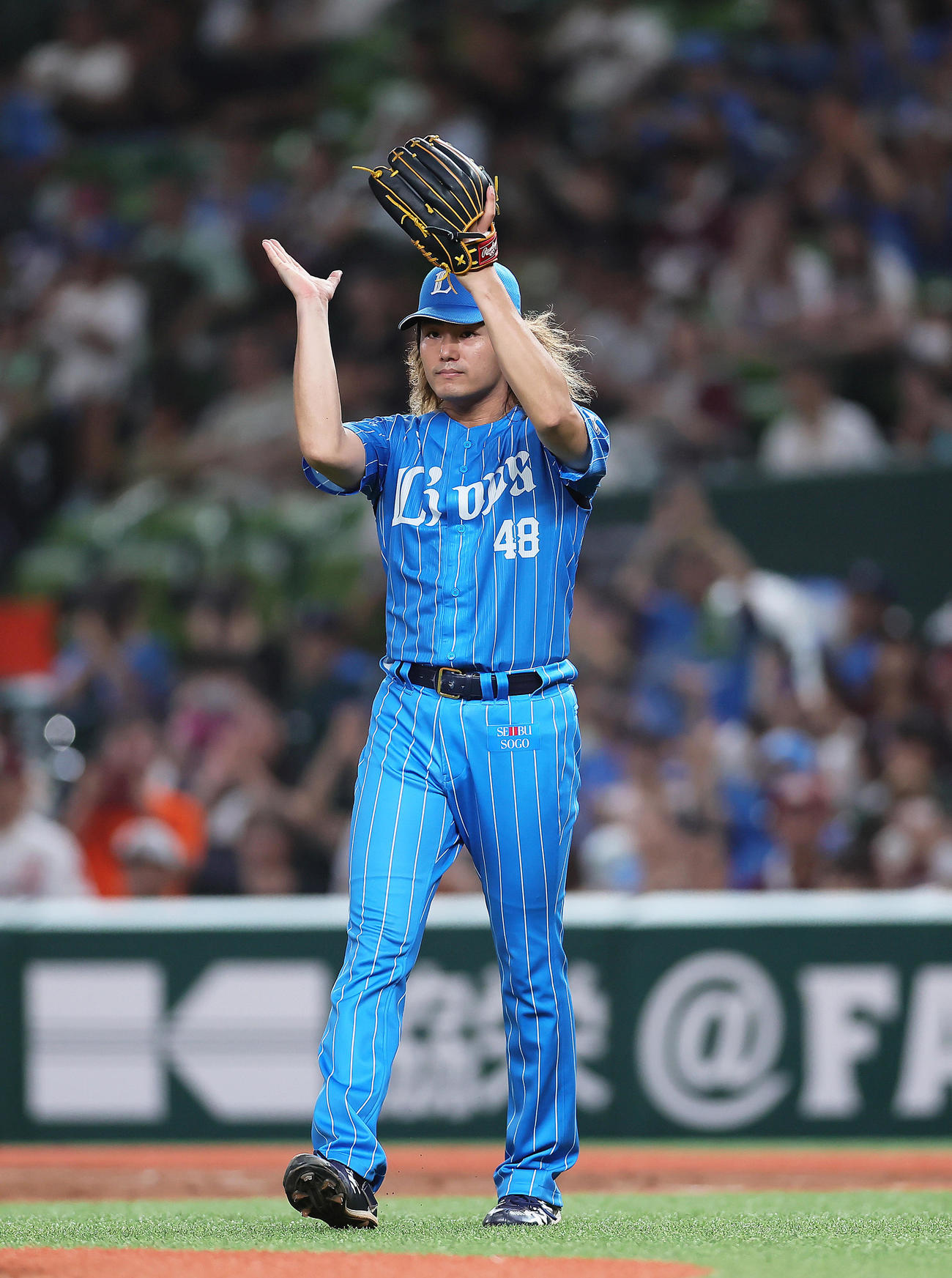 西武対楽天　1失点完投勝利を挙げた西武今井（撮影・足立雅史）