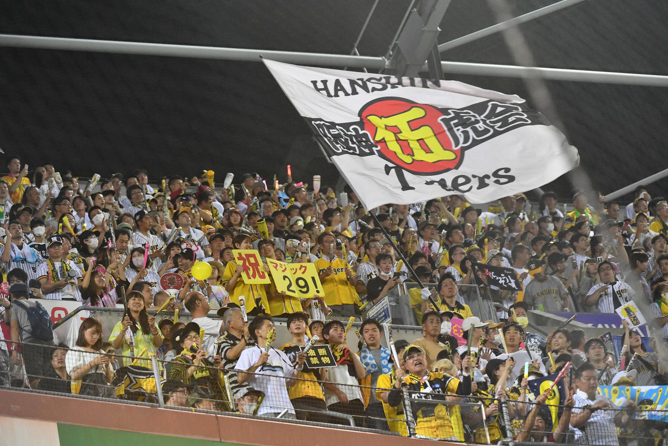 広島対阪神　マジック29に歓喜する阪神ファン（撮影・岩下翔太）