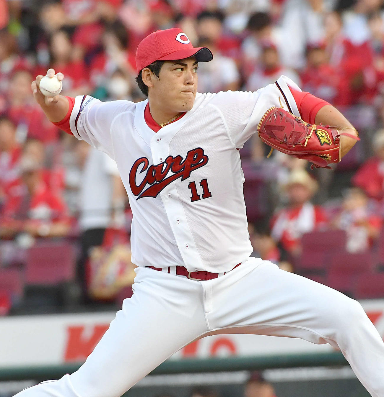 広島対阪神　広島先発の九里（撮影・岩下翔太）