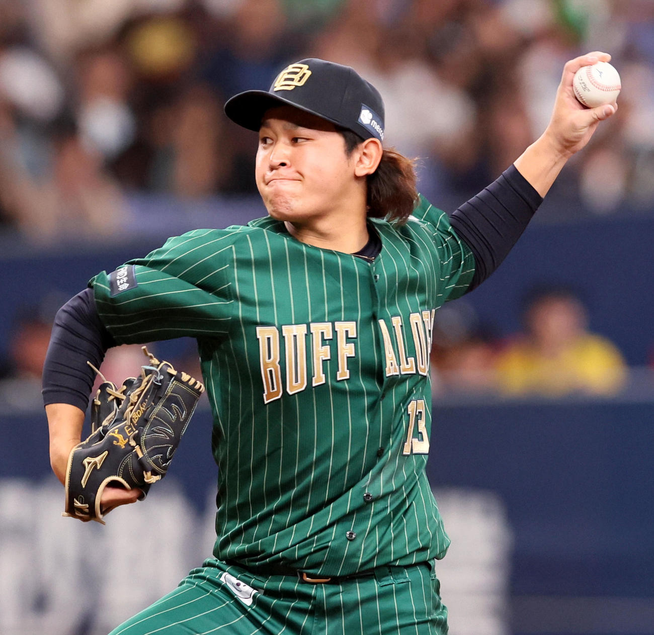 オリックス対ソフトバンク　力投するオリックス先発の宮城（撮影・加藤哉）
