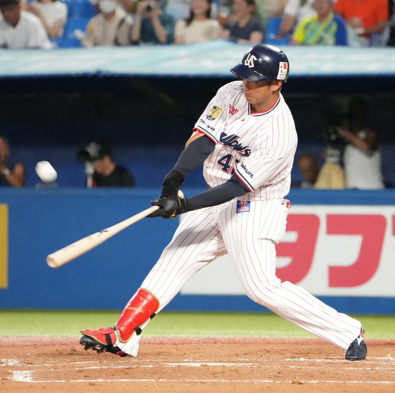 ヤクルト対中日、2回裏ヤクルト無死、沢井はプロ初安打となる右三塁打を放つ（撮影・小沢裕）