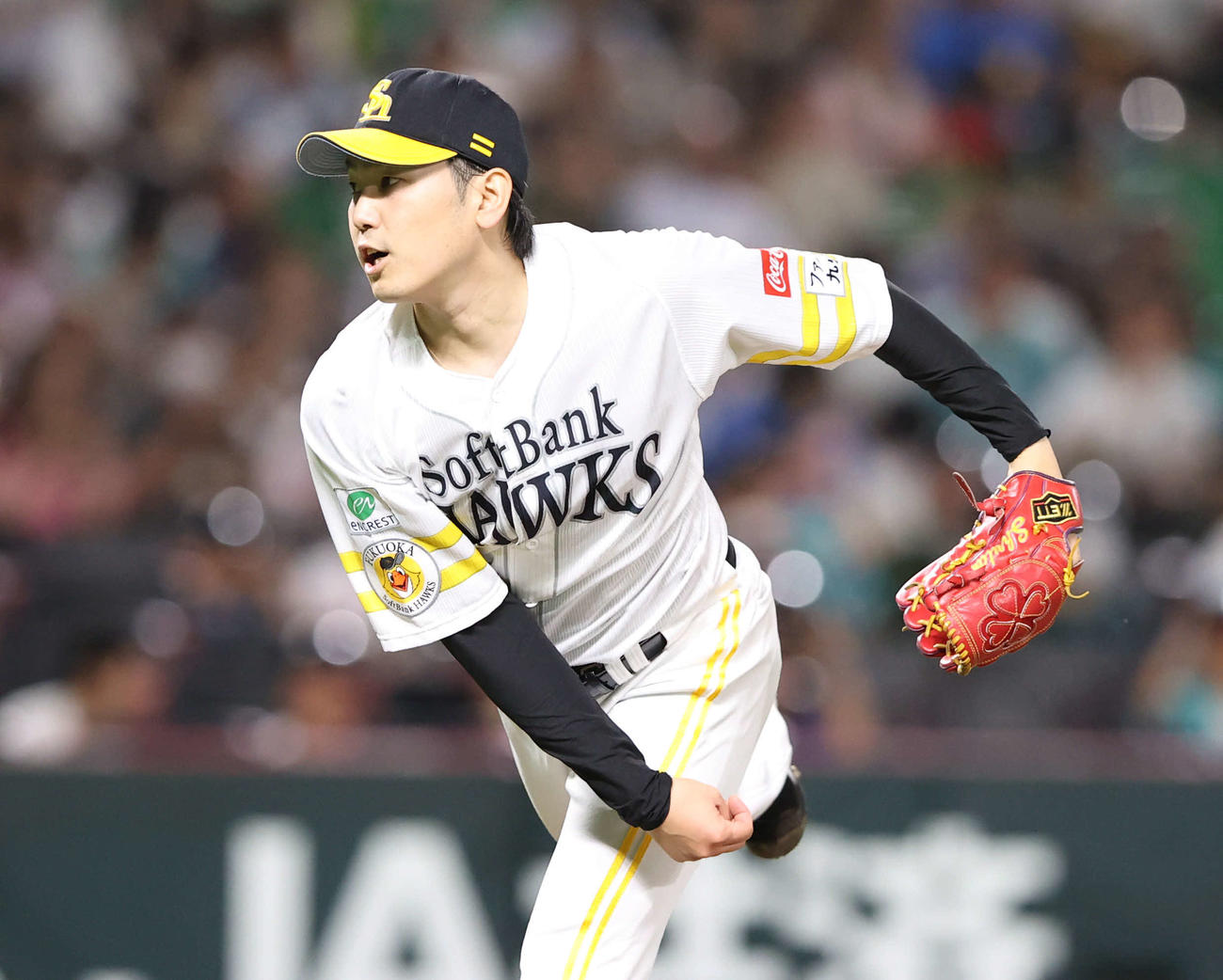 ソフトバンク対西武　ソフトバンク先発の石川（撮影・冨田成美）