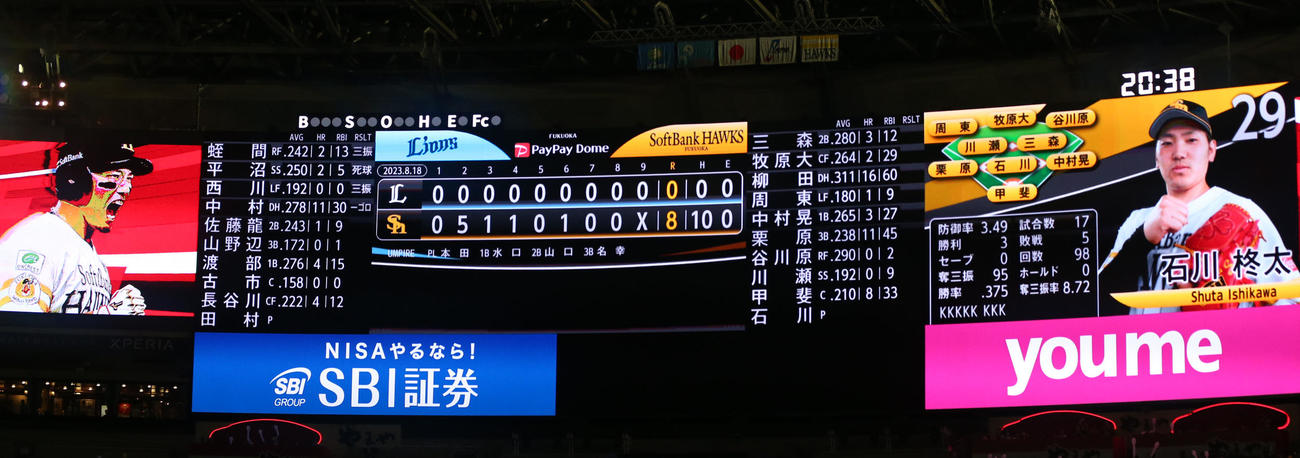 ソフトバンク対西武　石川柊太はノーヒットノーランを達成する（撮影・冨田成美）