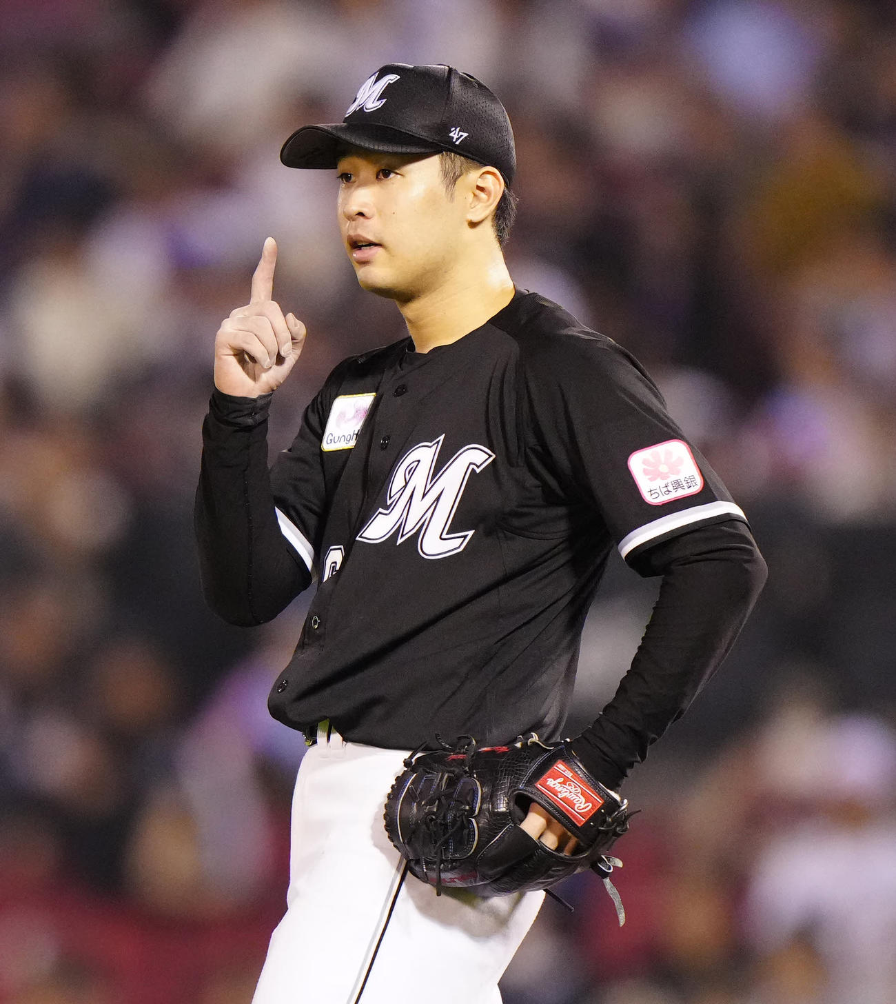 楽天対ロッテ　7回裏楽天無死、浅村を右飛に仕留めた種市（撮影・江口和貴）