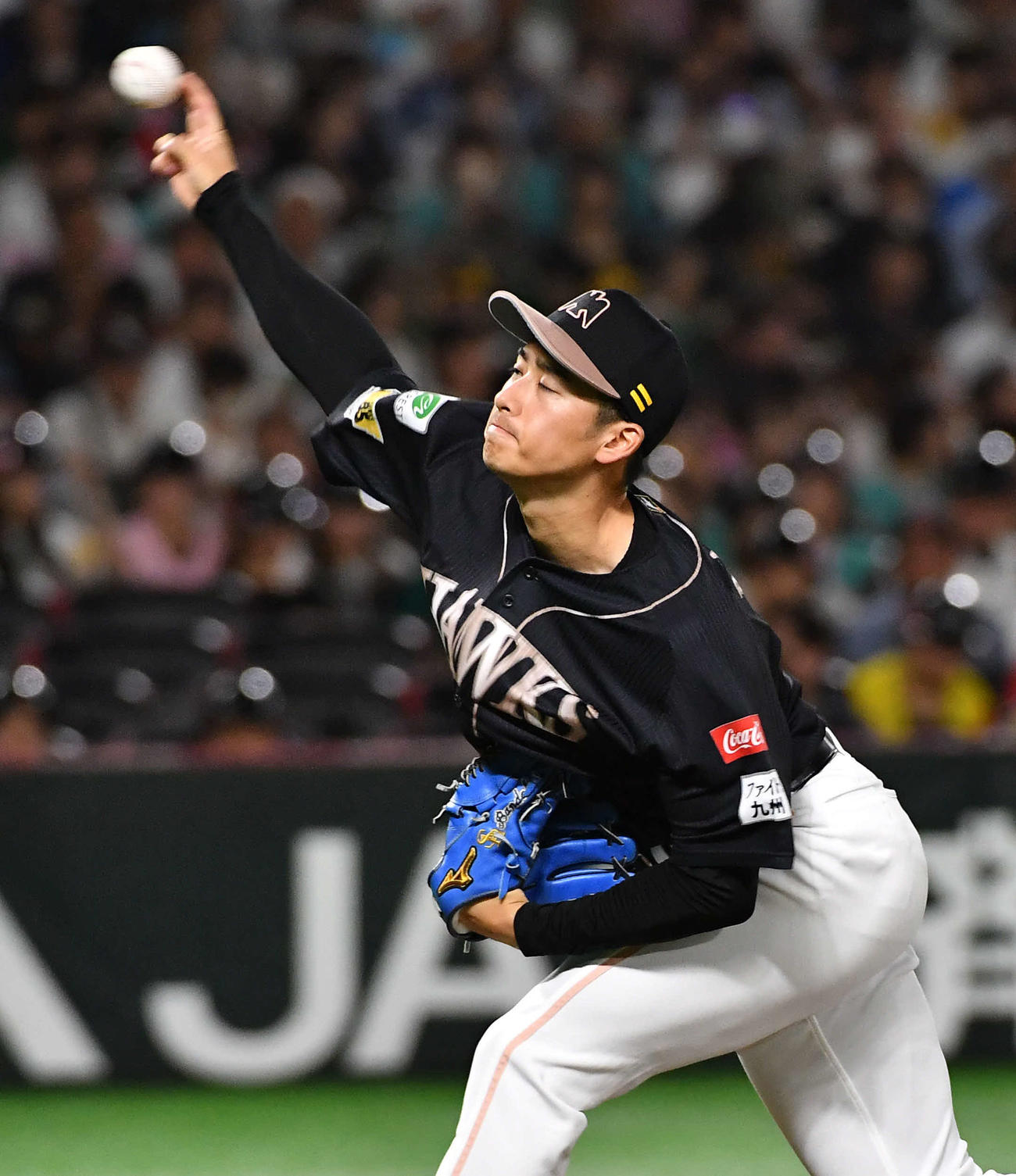 ソフトバンク対西武　4勝目を挙げたソフトバンク板東（撮影・岩下翔太）