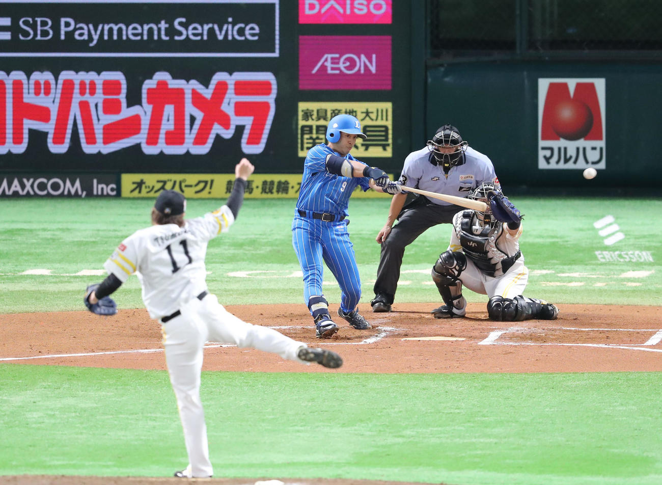 ソフトバンク対西武　6回表西武1死一、三塁、蛭間は左前適時打を放つ（撮影・梅根麻紀）