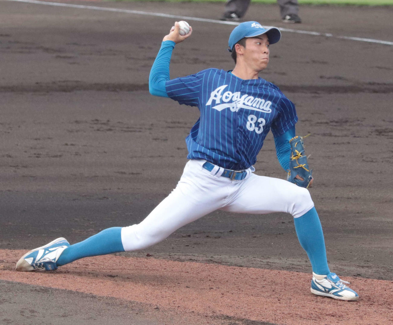日本ハム対青学大　1回無失点の青学大・常広（撮影・佐瀬百合子）