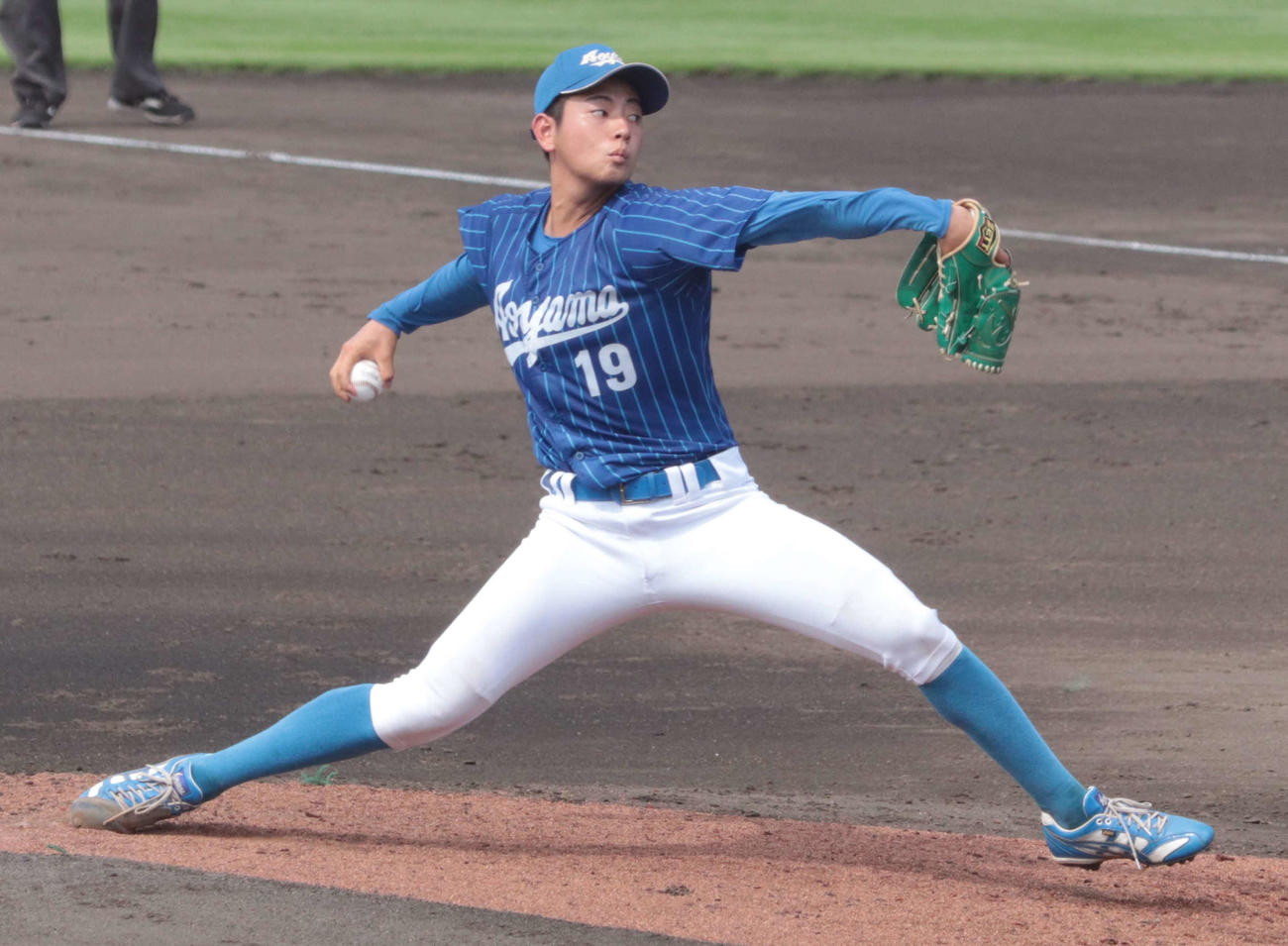 日本ハム対青学大　2回無失点の青学大・下村（撮影・佐瀬百合子）
