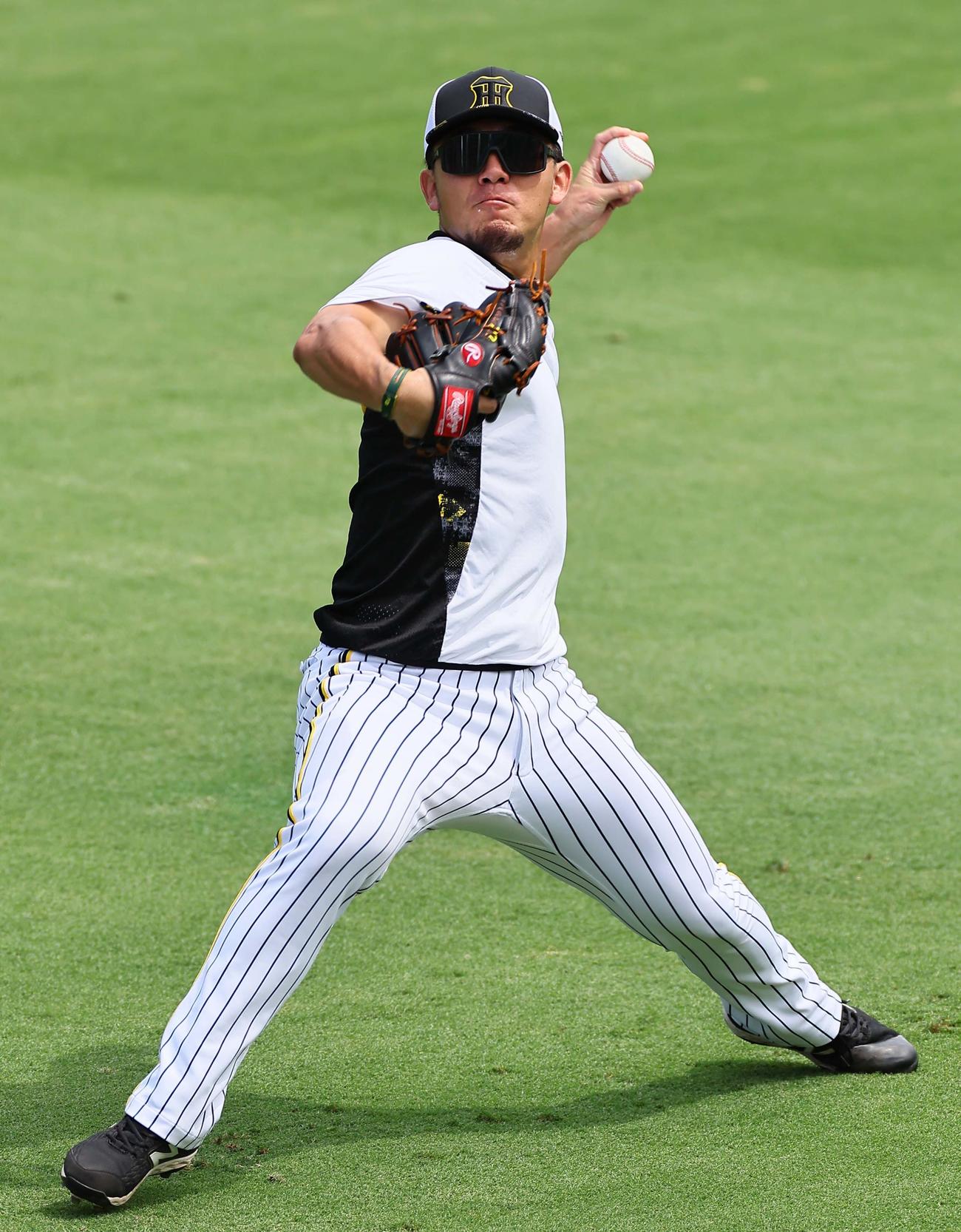 キャッチボールをして調整する伊藤将（撮影・上田博志）