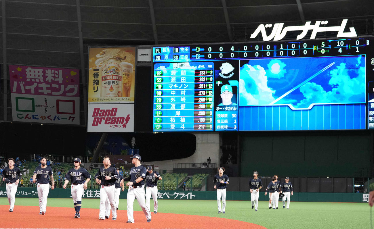西武対オリックス　西武に完封勝ちしたオリックスナイン（撮影・鈴木みどり）